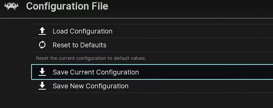 save configuration