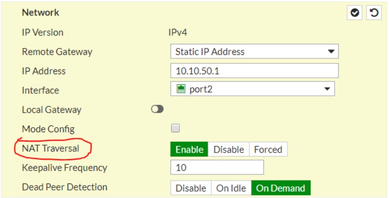 disable nat traversal