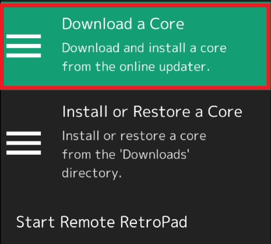 retroarch download a core