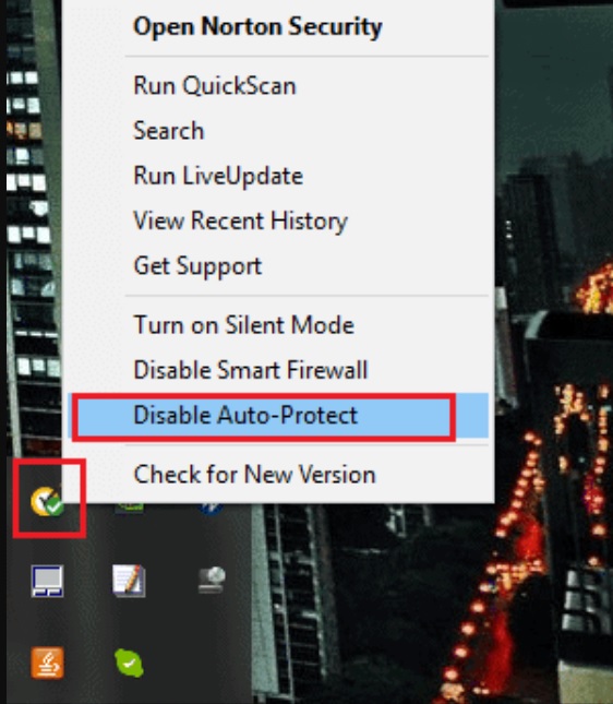 disable auto protect