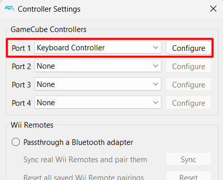 configure keyboard controls on dolphin